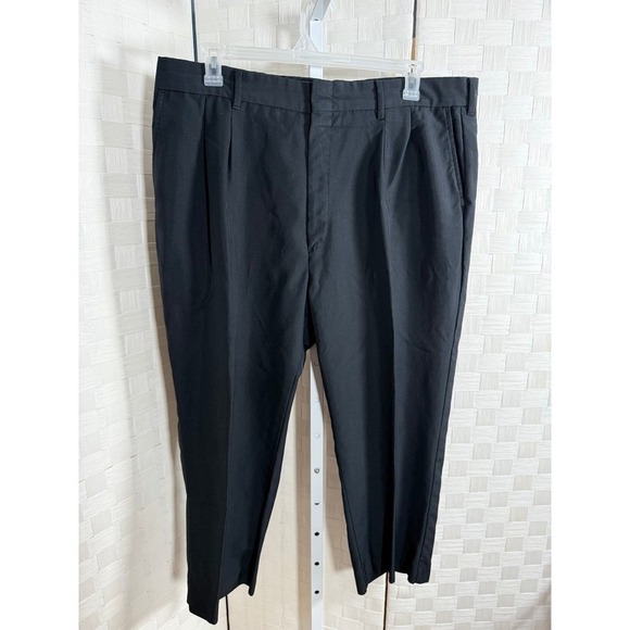 The Unbranded Brand Other - Mens Black Dress Pants Pleated Flat Front 42x26 Formal Business Trousers